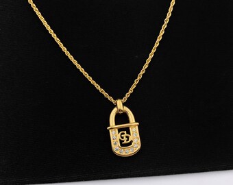 dior padlock necklace gold