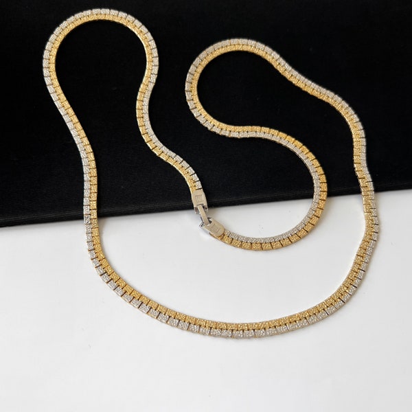 Balmain Paris Vintage Collar Largo Chapado en Oro y Plata