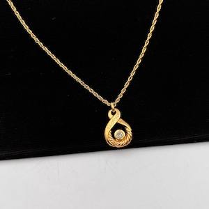 LANVIN Vintage Gold Plated Logo Pendant Necklace