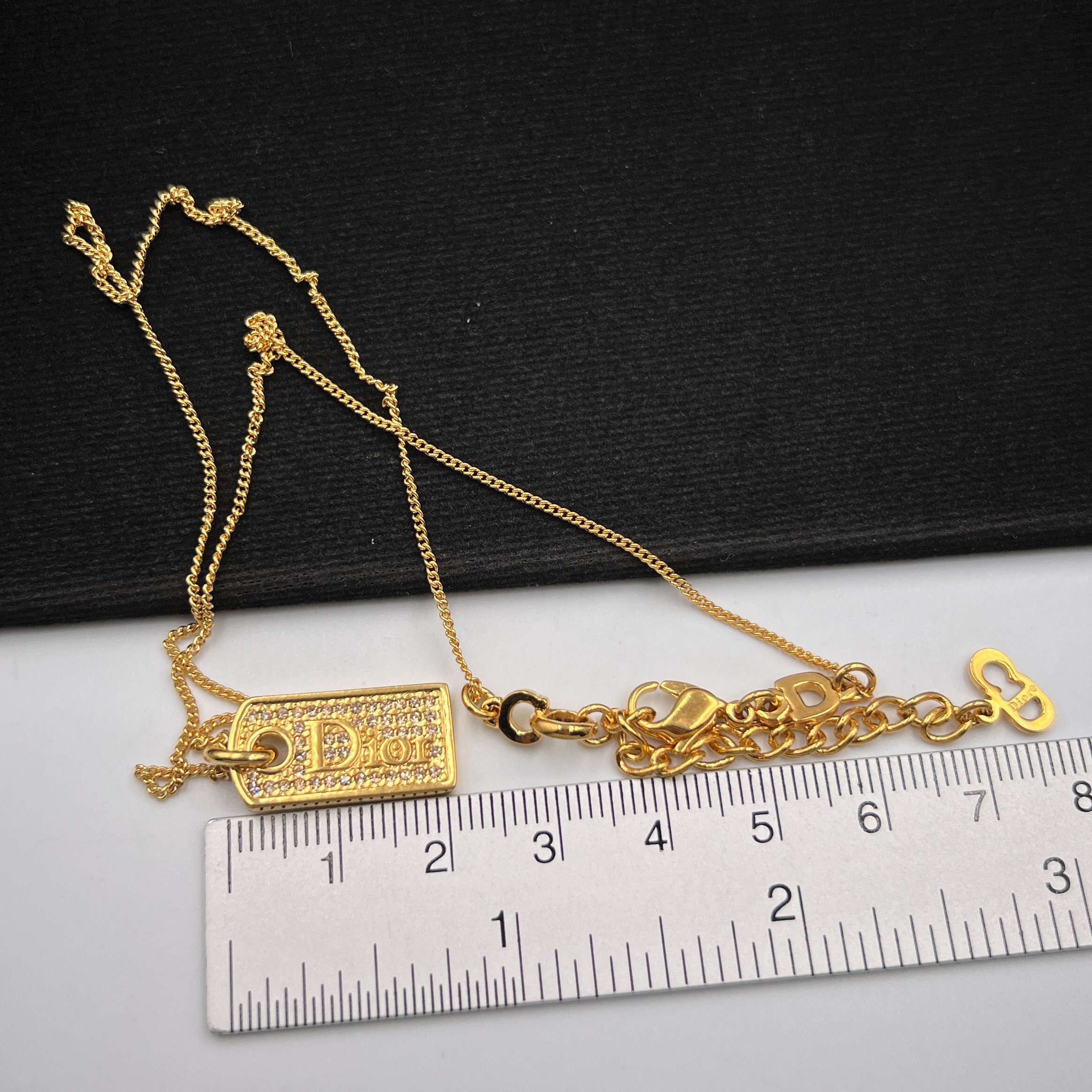 ✨未使用✨タグ付き‼️Dior ♡ Vintage ♡ necklace Christian Dior Vintage Dior Name Tag With Crystal Gold