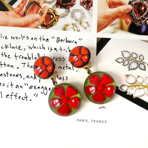 KENZO Vintage Resin Flower Drop Clip-on Earrings - Etsy