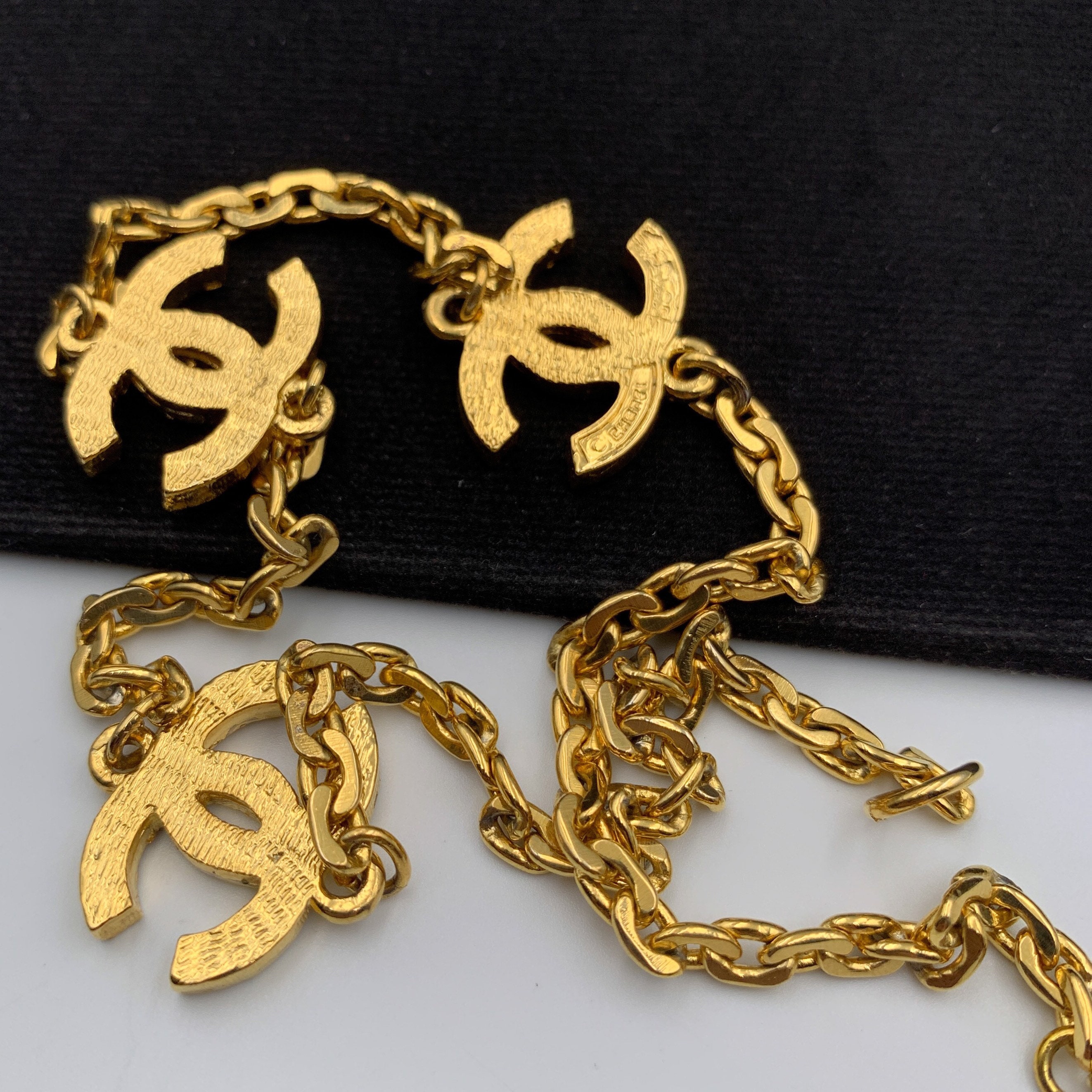CHANEL CHANEL Choker Necklace metal Gold Used CC Coco women AB9278