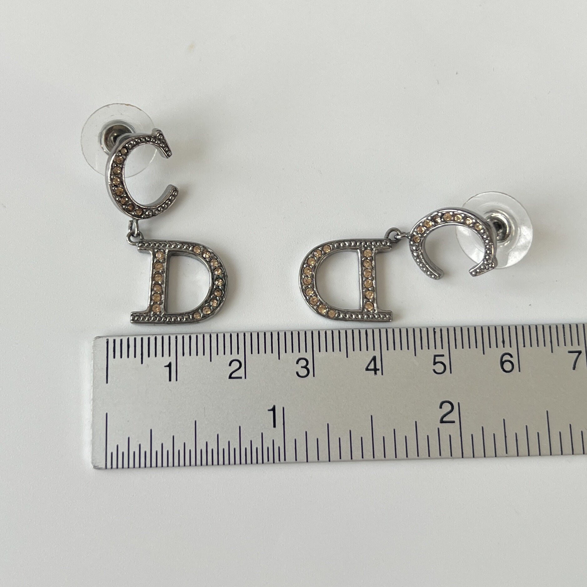 【Dior】LOGO CRYSTAL EARRINGS ロゴ クリスタル ピアス Christian Dior C D Crystal Logo Drop Earrings - Etsy