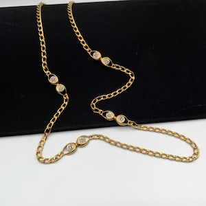 LANVIN Vintage Gold Plated with Crystal Necklace