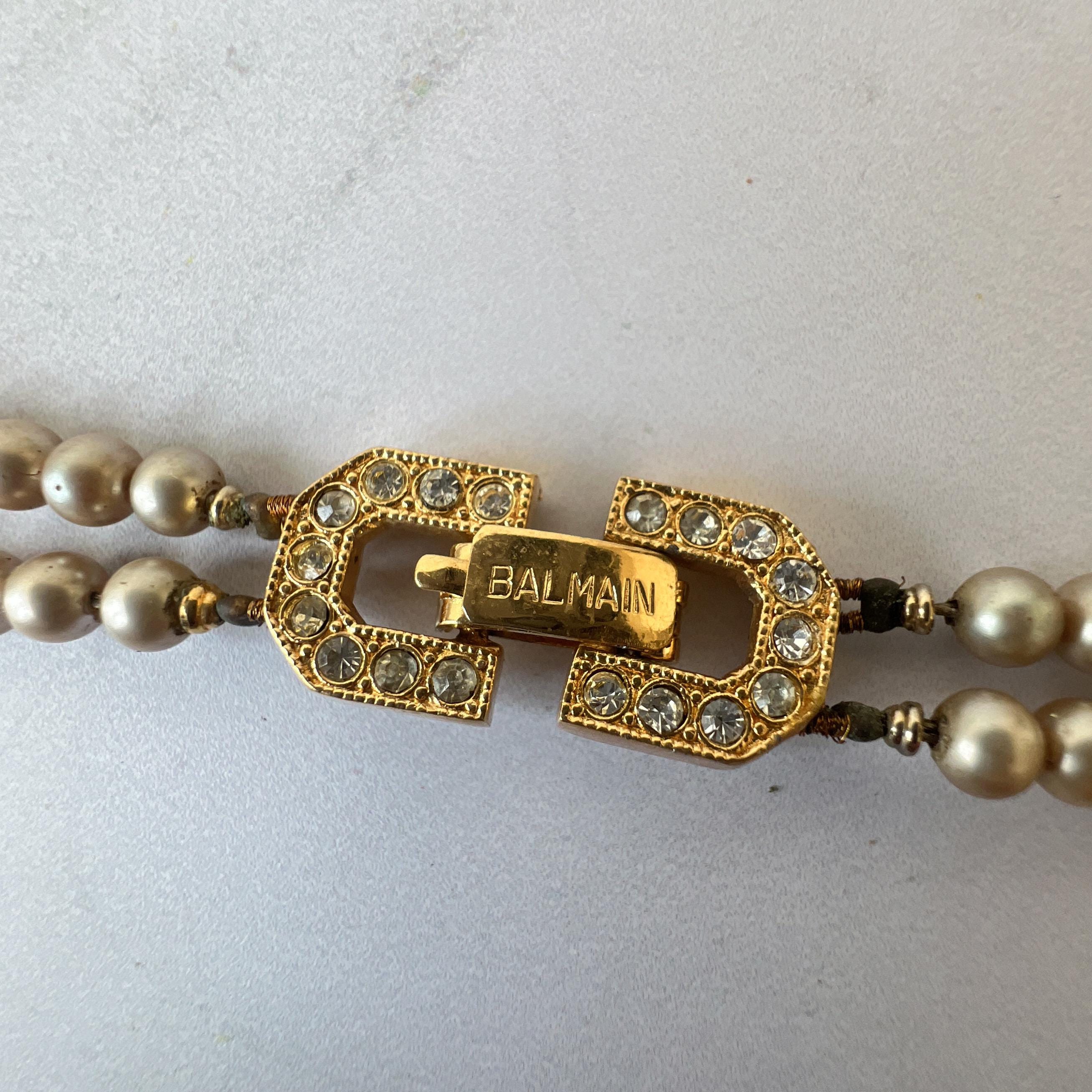 PIERRE BALMAIN Vintage Gold Plated Crystal With Faux Pearl Choker