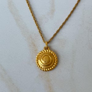LANVIN Vintage Gold Plated Circle Logo Necklace