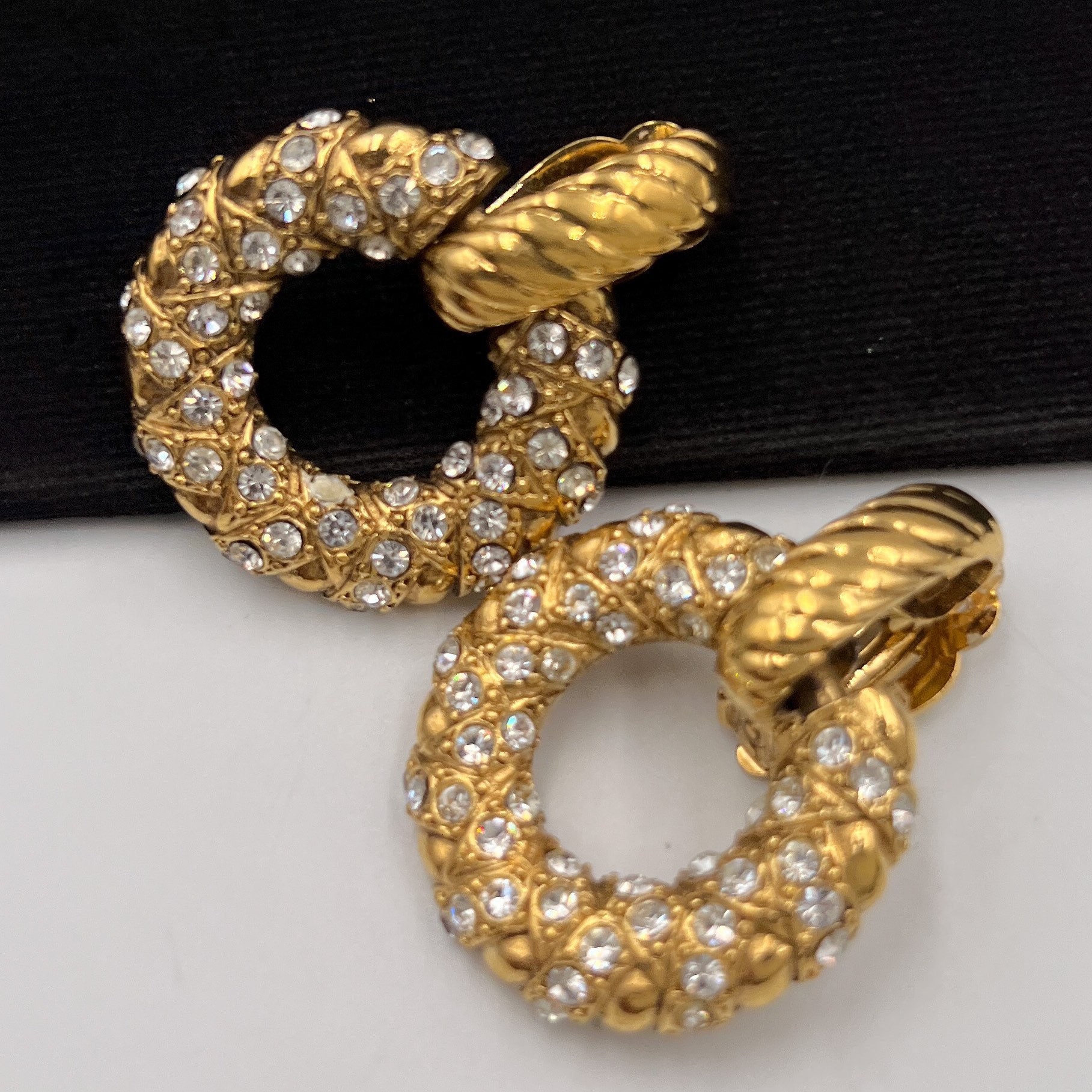 Yves Saint Laurent Vintage Circle With Crystal Hoop Clip on