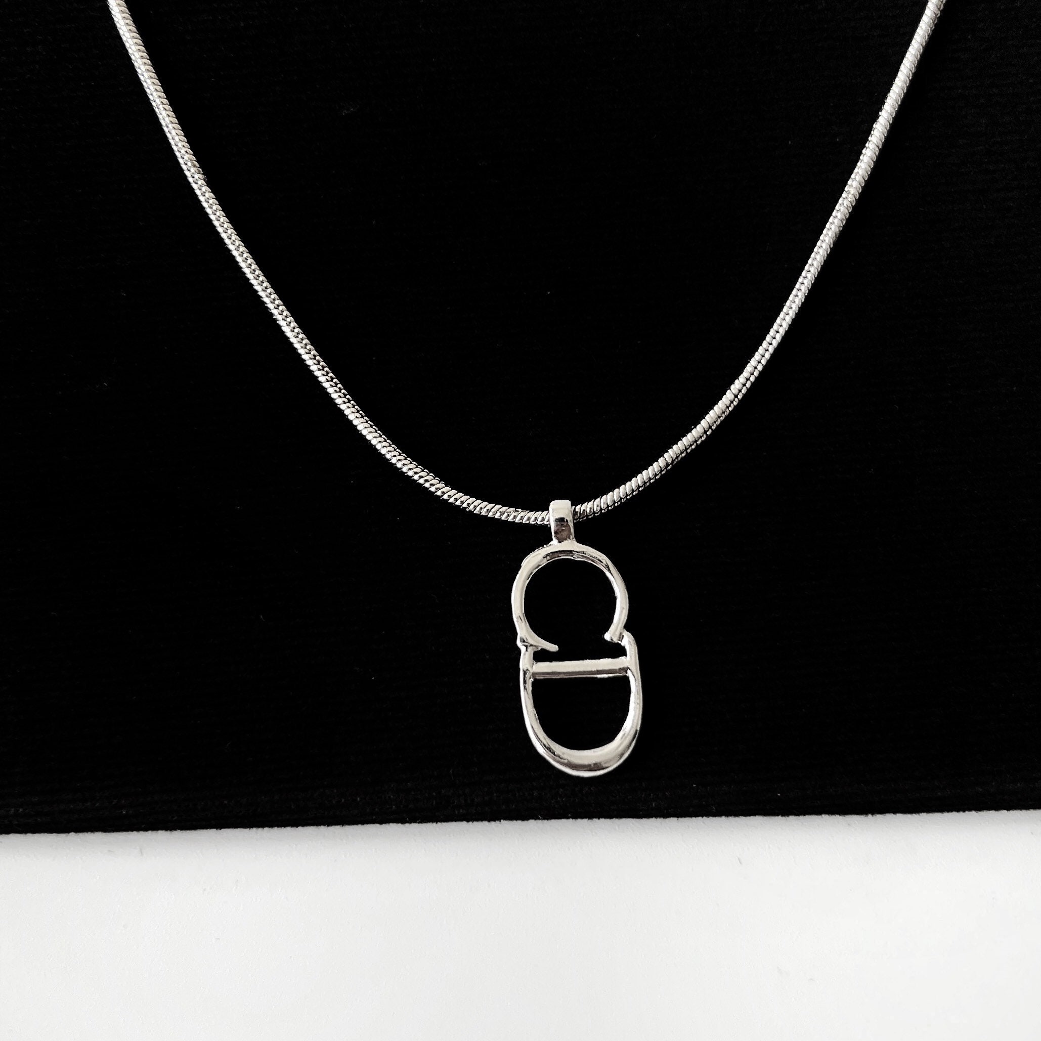 Christian Dior CD Logo Pendant Necklace - Etsy