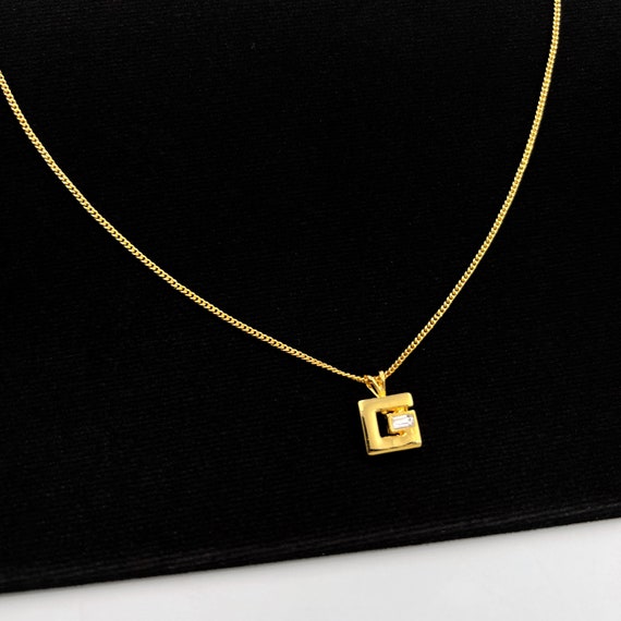 GIVENCHY Vintage G Square Crystal Logo 