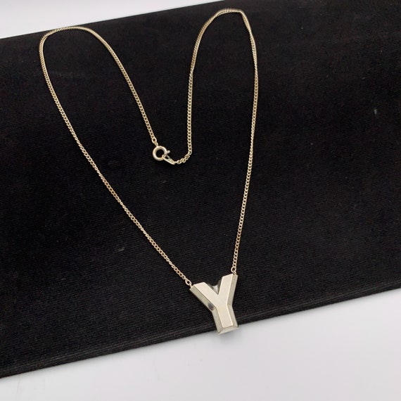 Yves Saint Laurent Vintage Y Logo Pendant Necklace - image 2