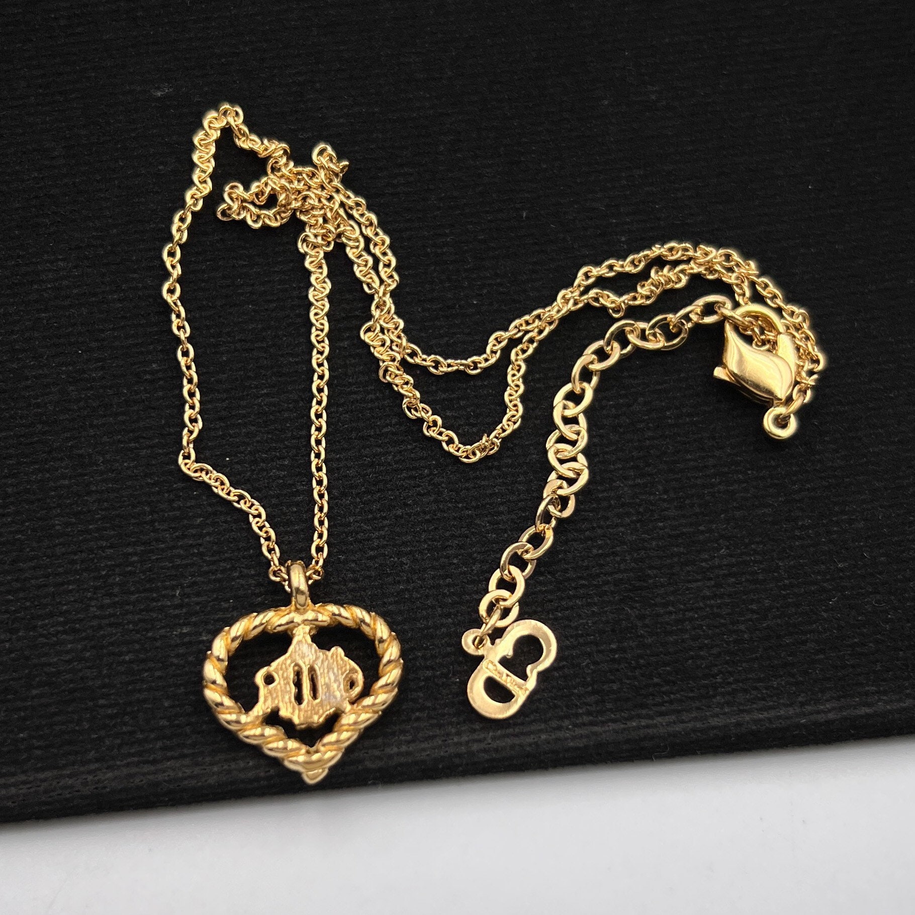 Christian Dior Vintage DIOR With Heart Logo Pendant Necklace