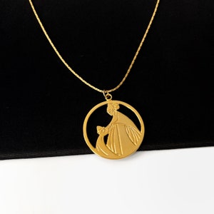 LANVIN ARPEGE Vintage Mother and Child Medallion Logo Necklace