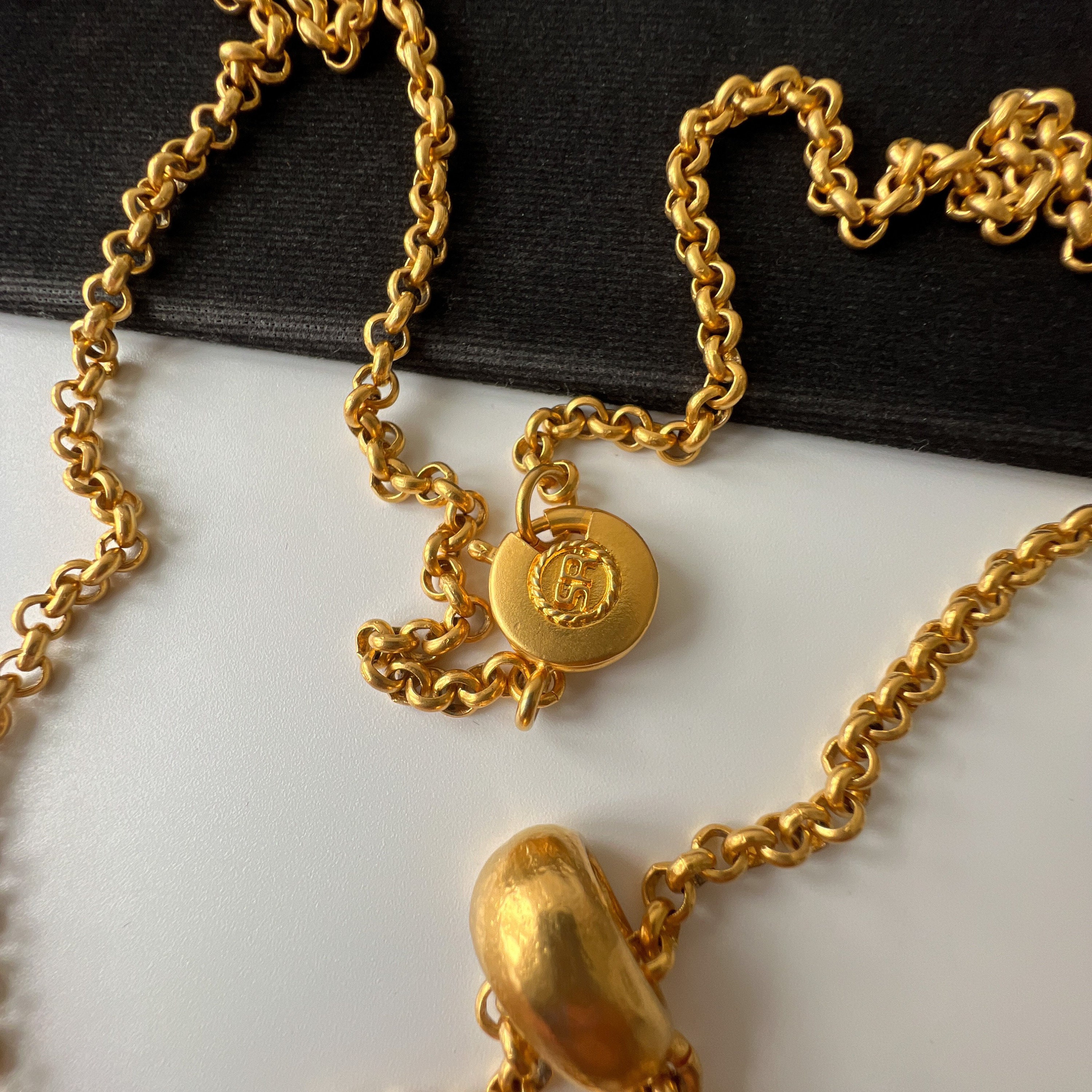 SONIA RYKIEL Vintage SR Logo Gold Plated Necklace - Etsy