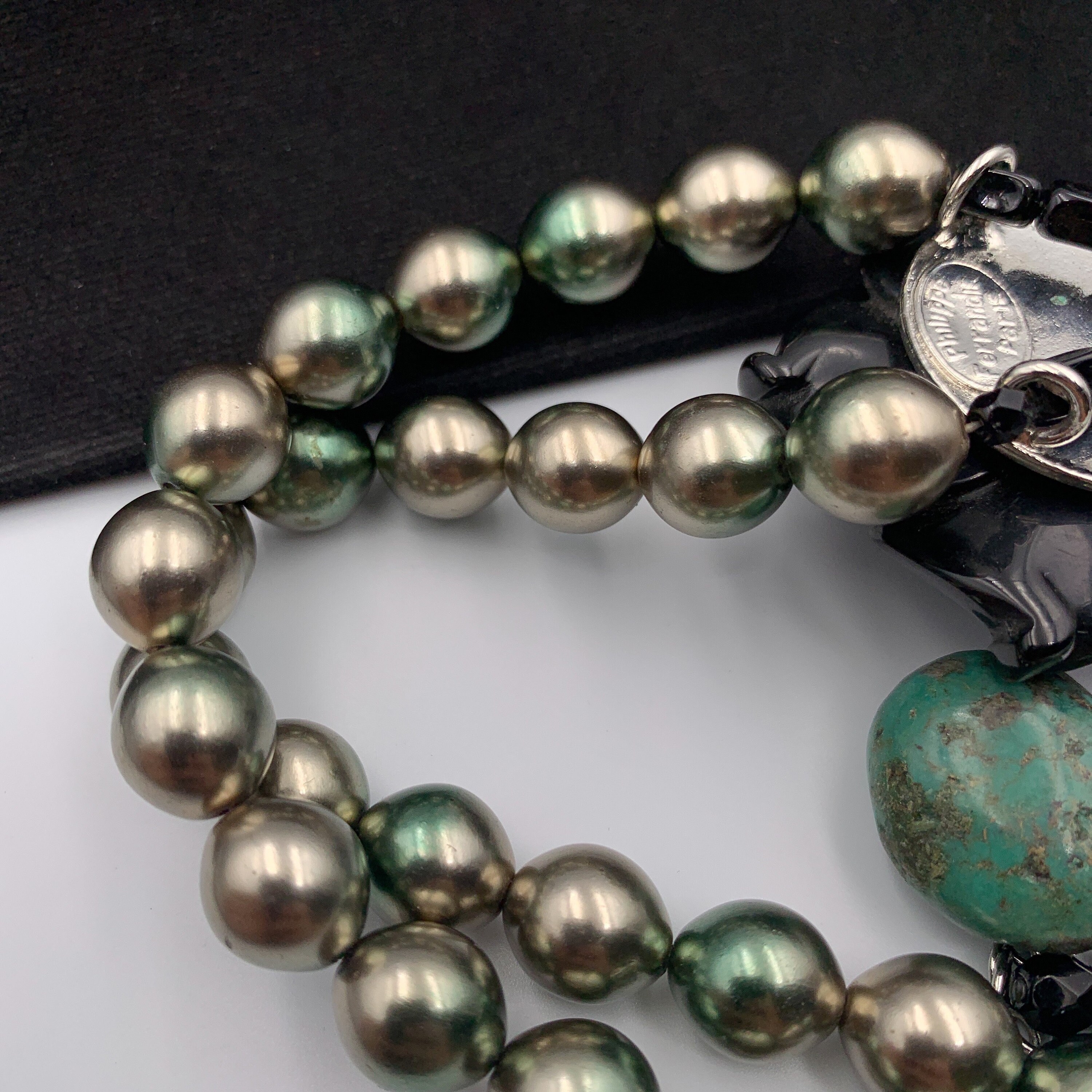 PHILIPPE FERRANDIS PARIS ネックレス【B336】 Philippe Ferrandis Paris Black Flower Faux Pearl Necklace