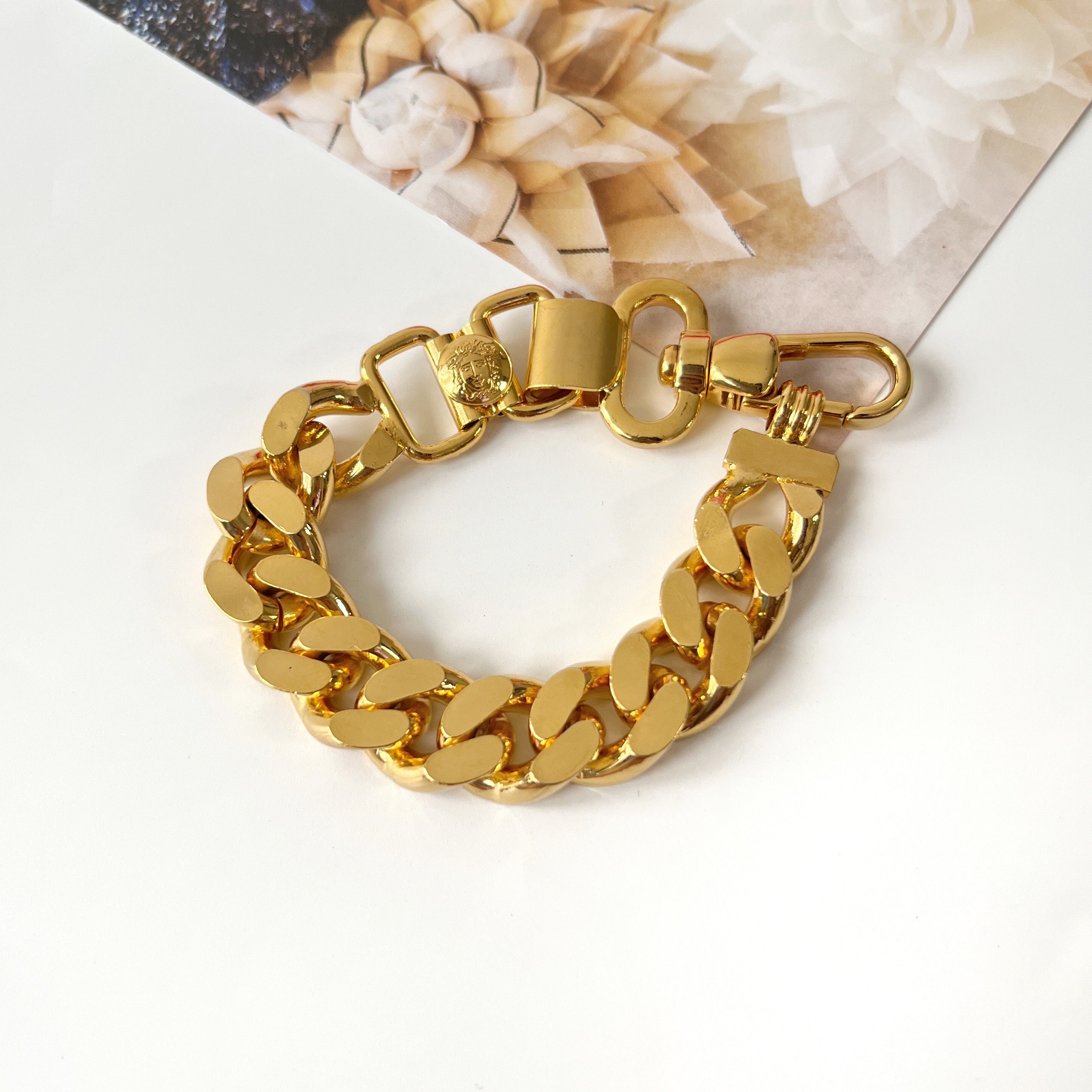 VERSACE ロコレタリンクフレスレット 10199241A00620 3J030 ブレスレット クリスタル ラ メドゥーサ ゴールド,ホワイト