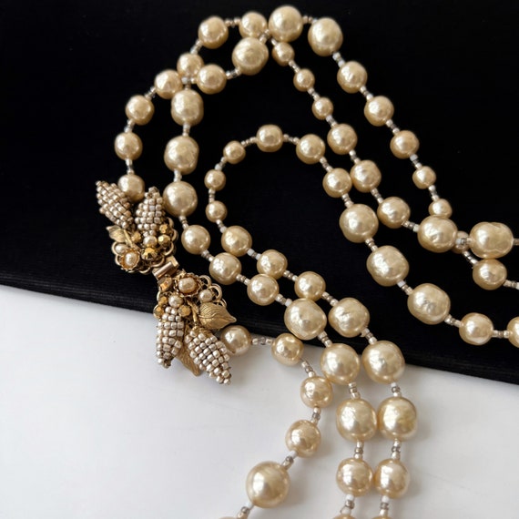 1940s Miriam Haskell White Glass Bead Tassel Necklace – Ladybug Vintage