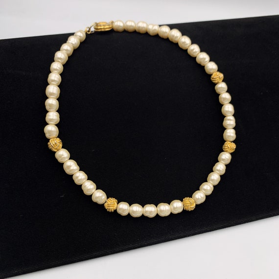 SONIA RYKIEL Vintage Faux Pearl Choker Necklace - image 1