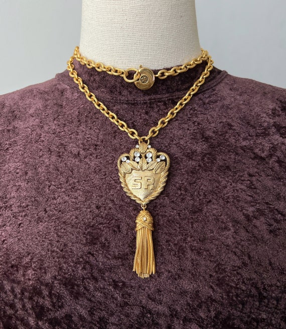 アクセサリー VINTAGE SONIA RYKIEL GOLD CHAIN NECKLASS Vintage Sonia Rykiel Golden Chain Necklace With Large Logo