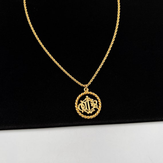 Dior 1990s Gold Logo Disc CD Pendant Necklace Larchivio #25 Dior 1990s Gold Logo Disc CD Pendant Necklace Larchivio