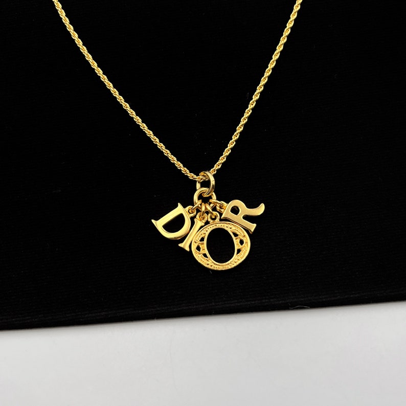 Christian Dior Logo Charm Necklace Etsy