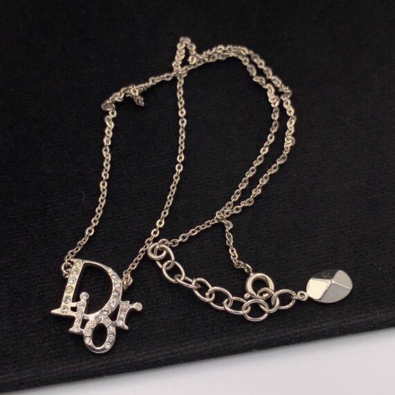 Christian Dior Vintage Dior Oblique Crystal Silver Tone