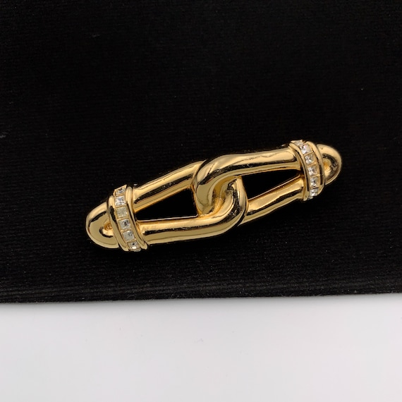 オールドChristian Dior 装飾的ブローチ CHRISTIAN DIOR Vintage Gold Plated With Crystal Brooch - Etsy Israel