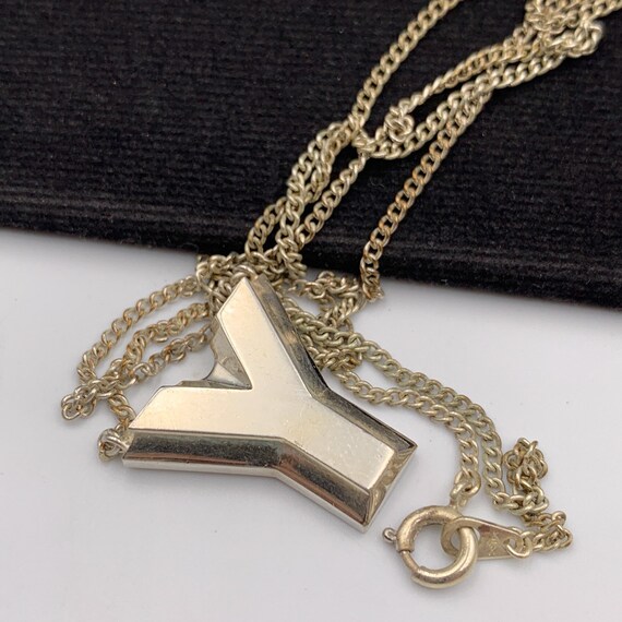 Yves Saint Laurent Vintage Y Logo Pendant Necklace - image 3