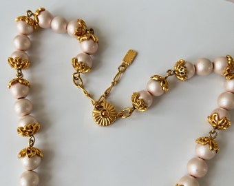 Yves Saint Laurent Vintage Gold Plated & Faux Pearl Beaded
