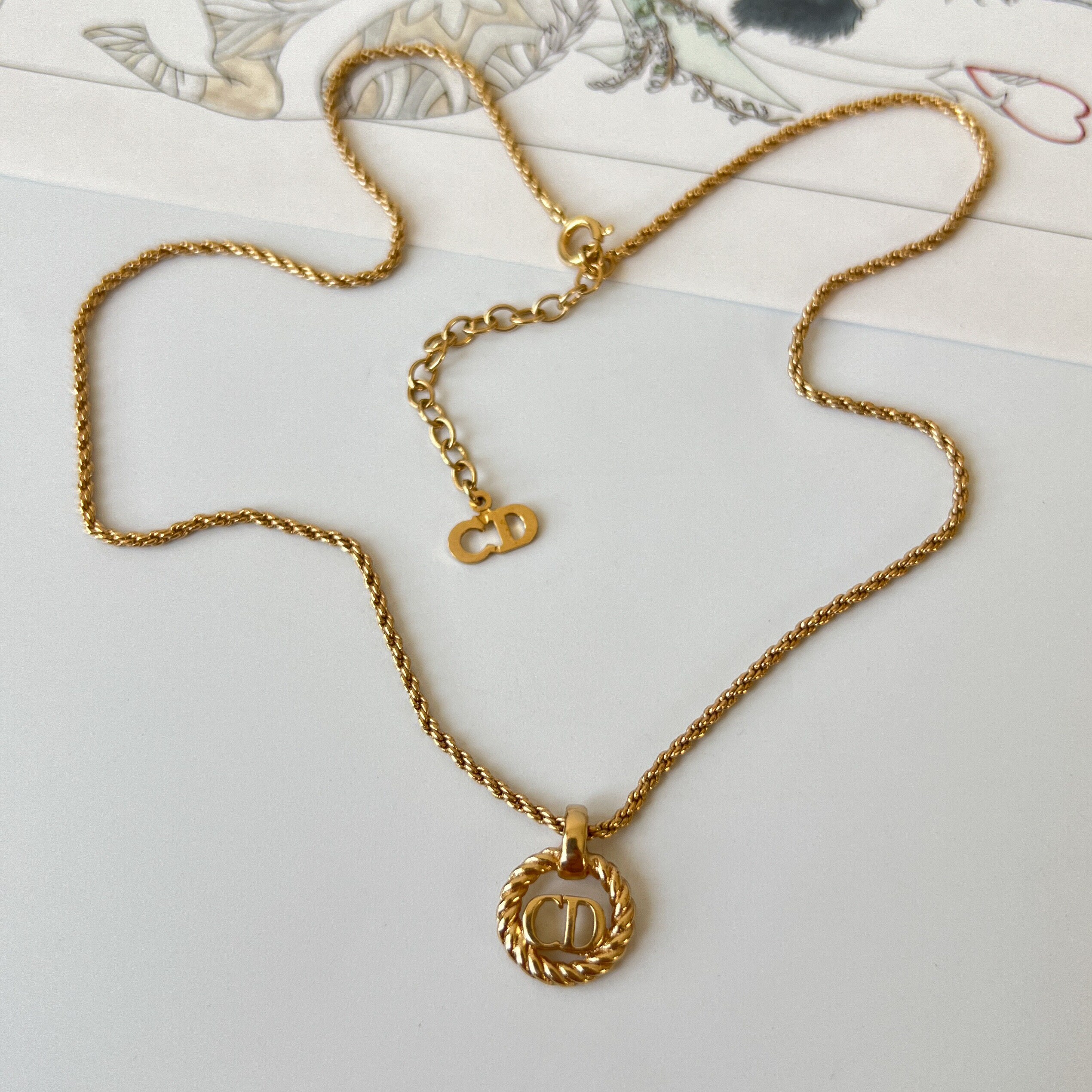 Christian Dior Vintage Gold Plated CD Logo Pendant Necklace - Etsy