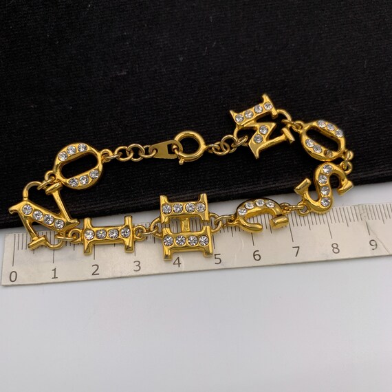 MOSCHINO Vintage Crystal Logo Link Bracelet - Etsy