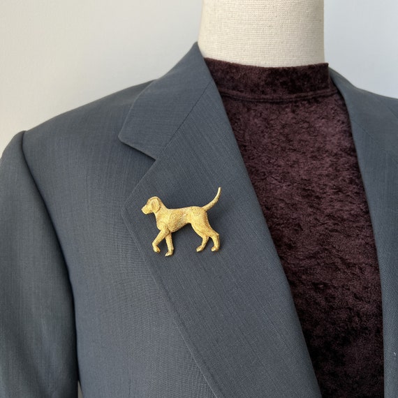 BURBERRY Vintage Gold Plated Dog Brooch - Etsy
