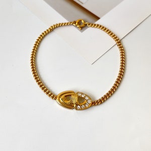 LANVIN Vintage Gold Plated Chain Bracelet