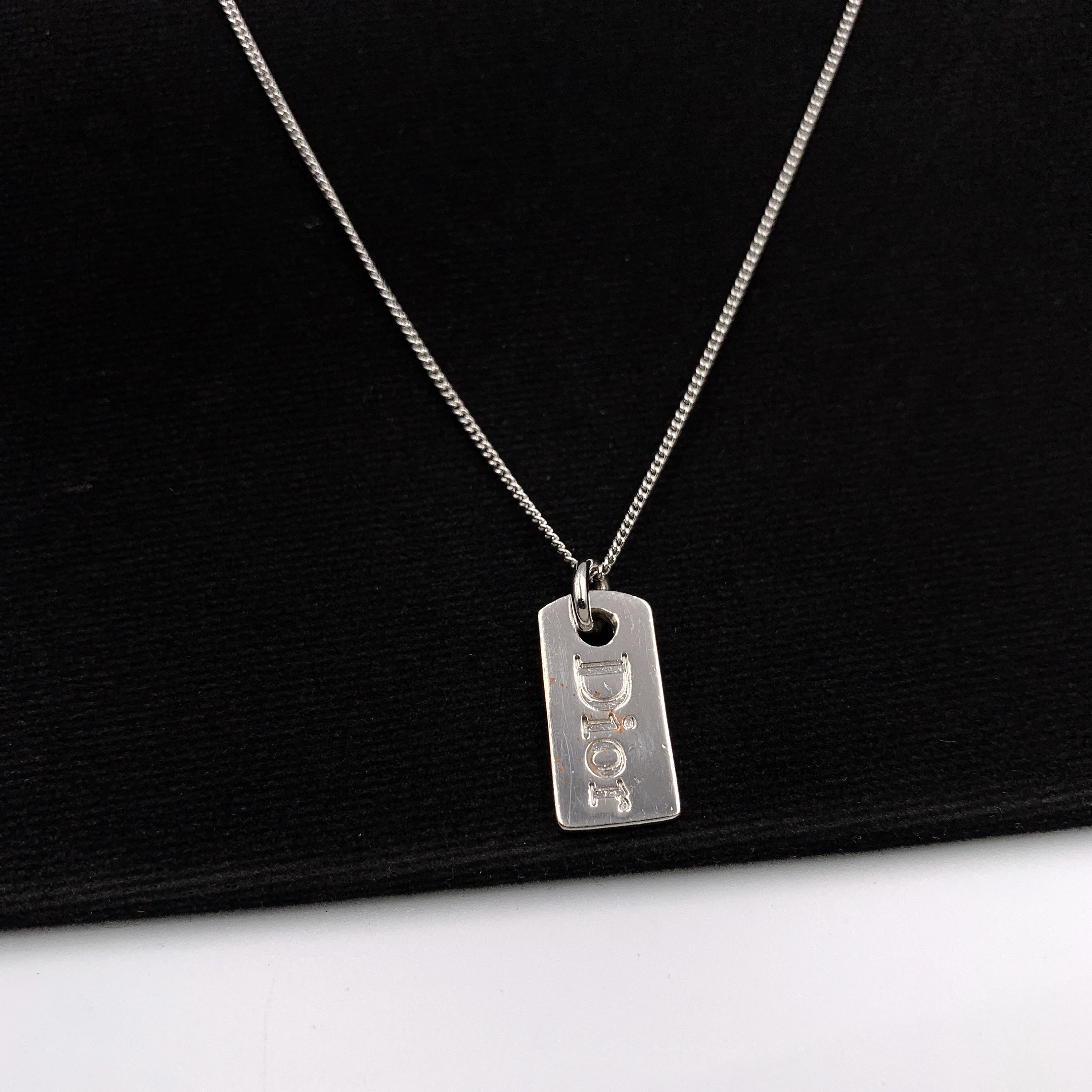Christian Dior Silver Dior Name Tag Pendant Necklace Etsy Israel