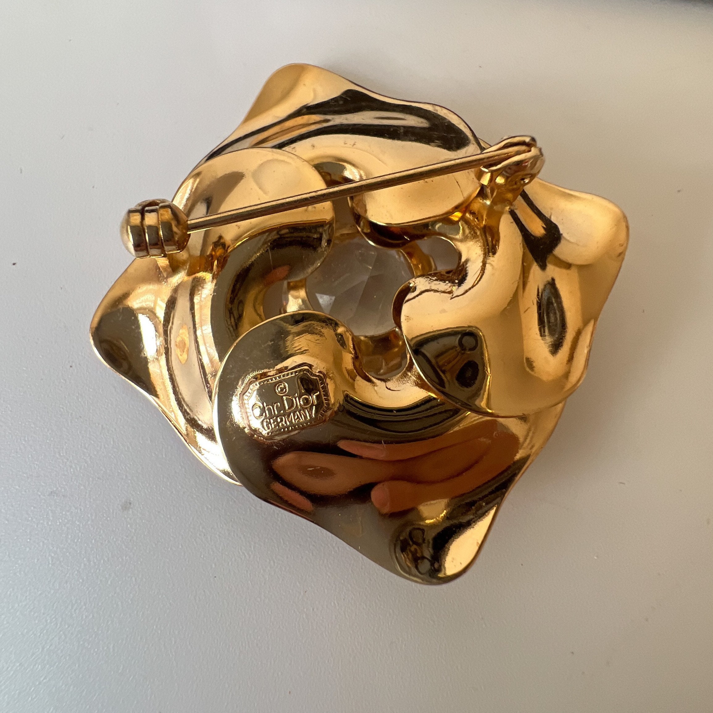Buy CHRISTIAN DIOR Vintage Gold Plated Flower Brooch Online in