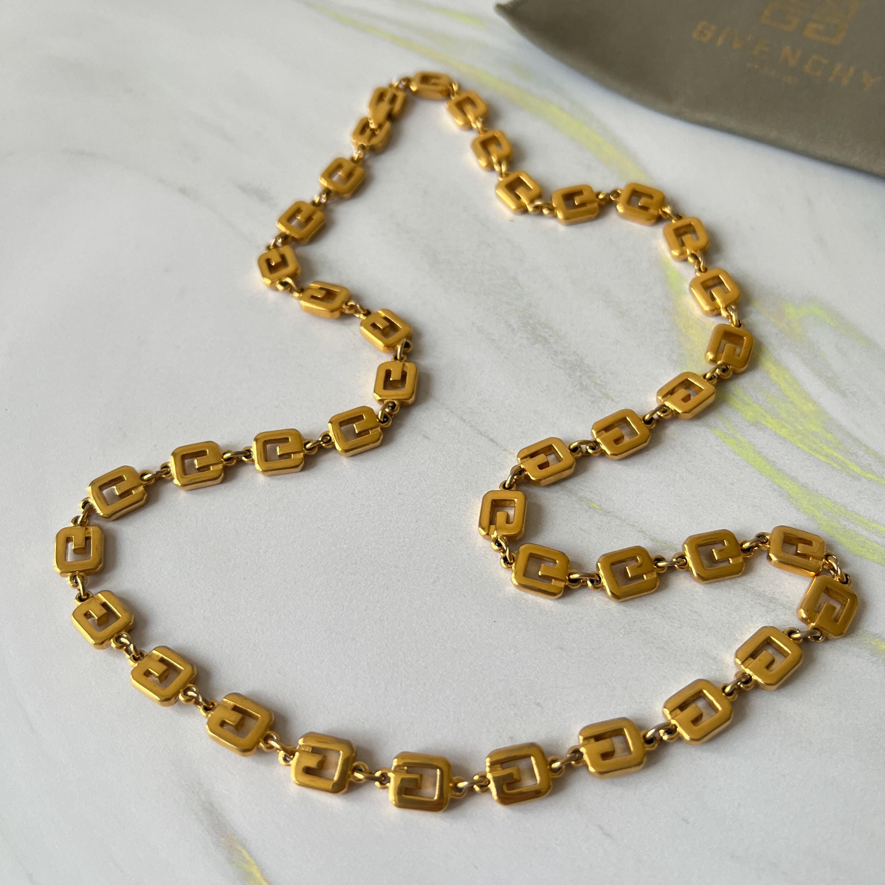 GIVENCHY Vintage G Link Logo Gold Long Necklace - Etsy
