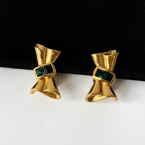 LANVIN Vintage Bow with Crystal clip on earrings