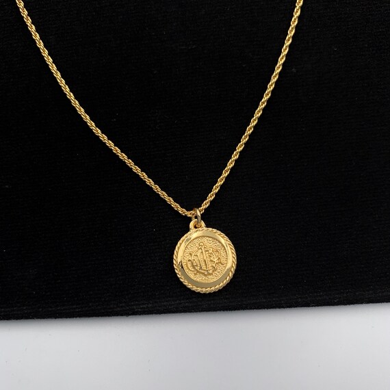 Christian Dior Vintage Dior logo medallion necklac
