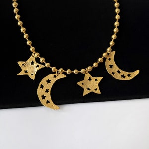 KENZO Vintage Gold Plated Stars and Lunar Charm Necklace