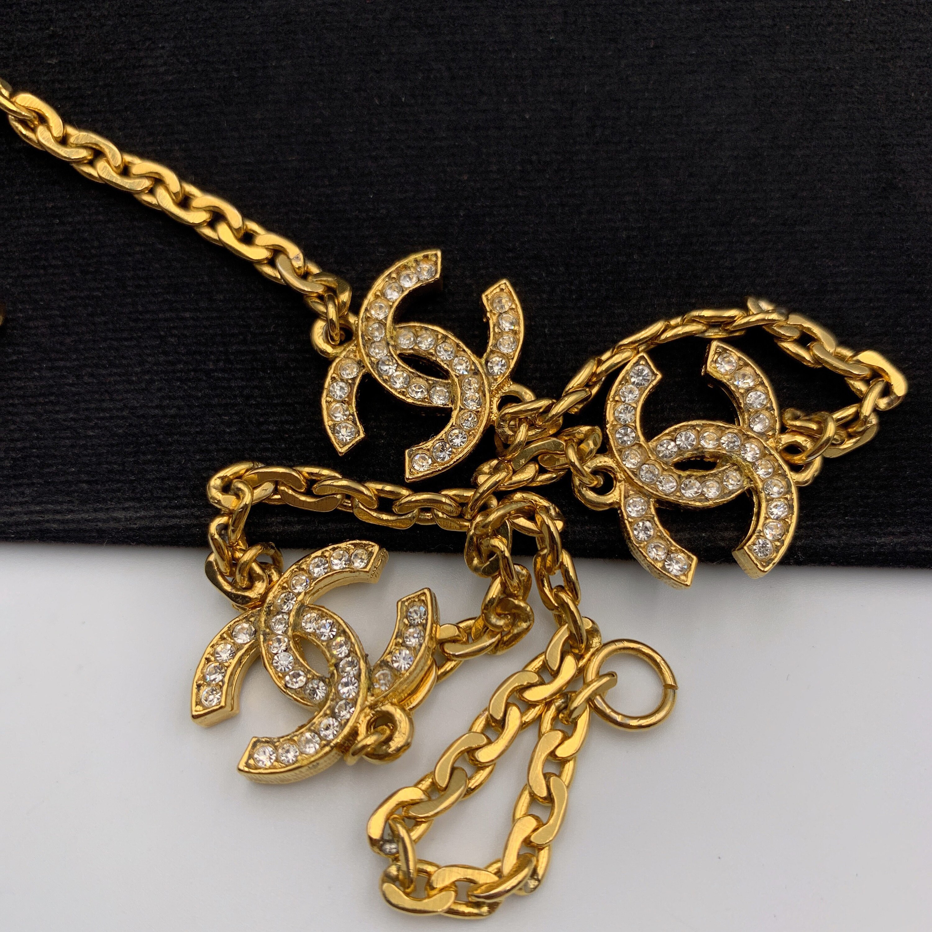 Vintage 80s CHANEL Crystal CC Choker 
