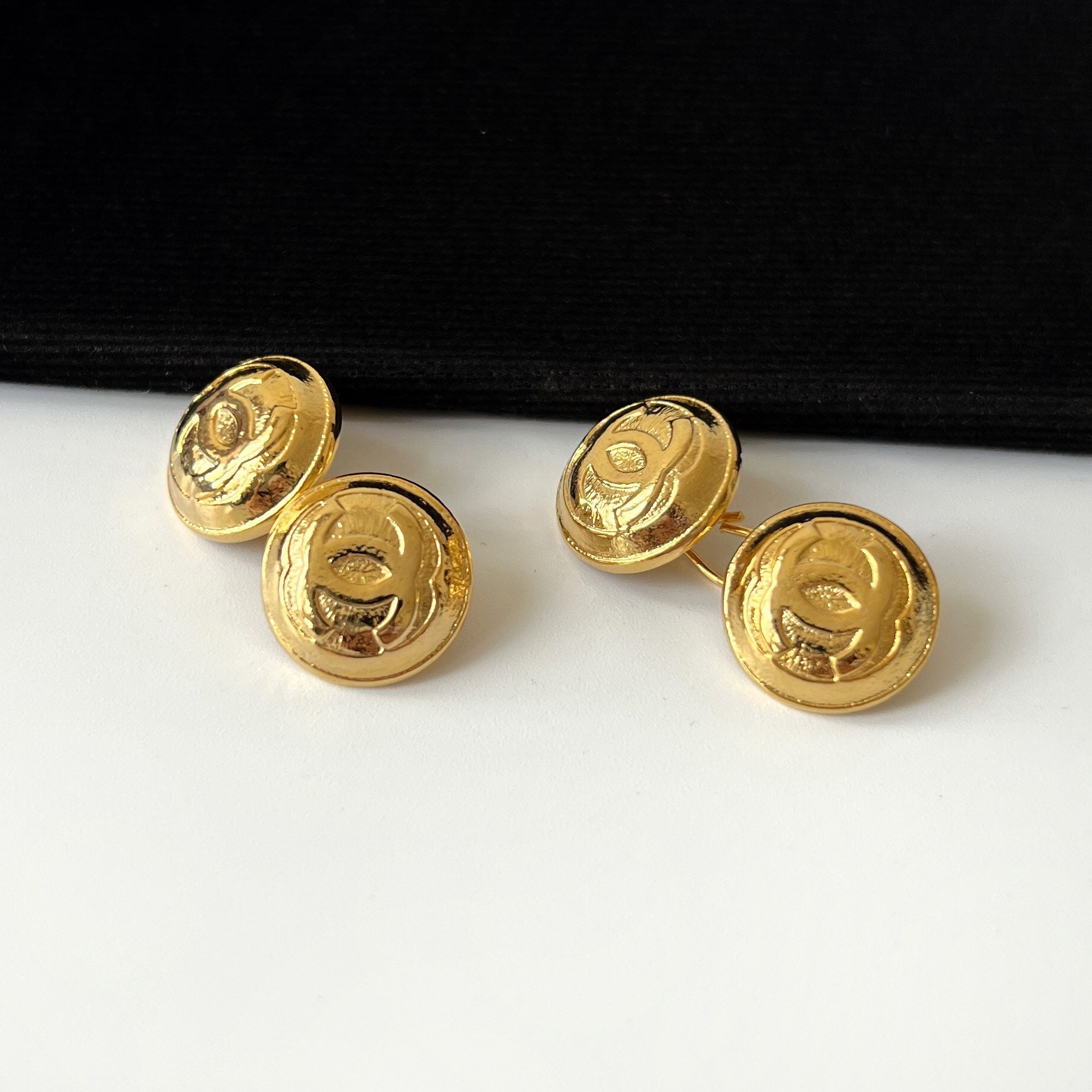 Chanel Button Earrings 