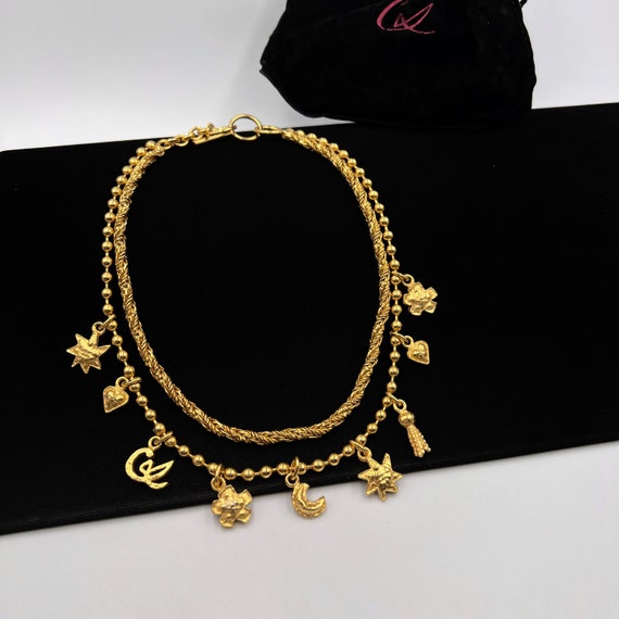 Christian Lacroix Vintage Gold Plated Charm Choker Necklace Etsy