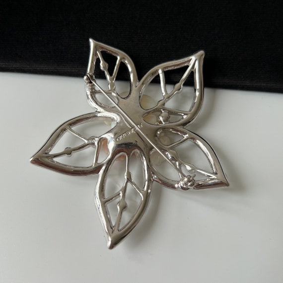 GIVENCHY Vintage Flower Silver Plated Brooch - image 7