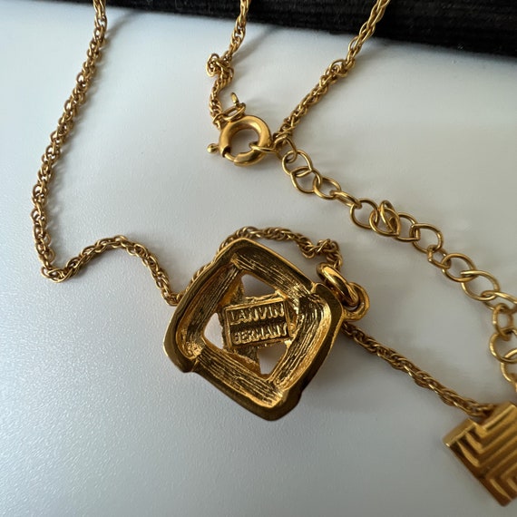 LANVIN Vintage Gold Plated Logo with White Crysta… - image 8