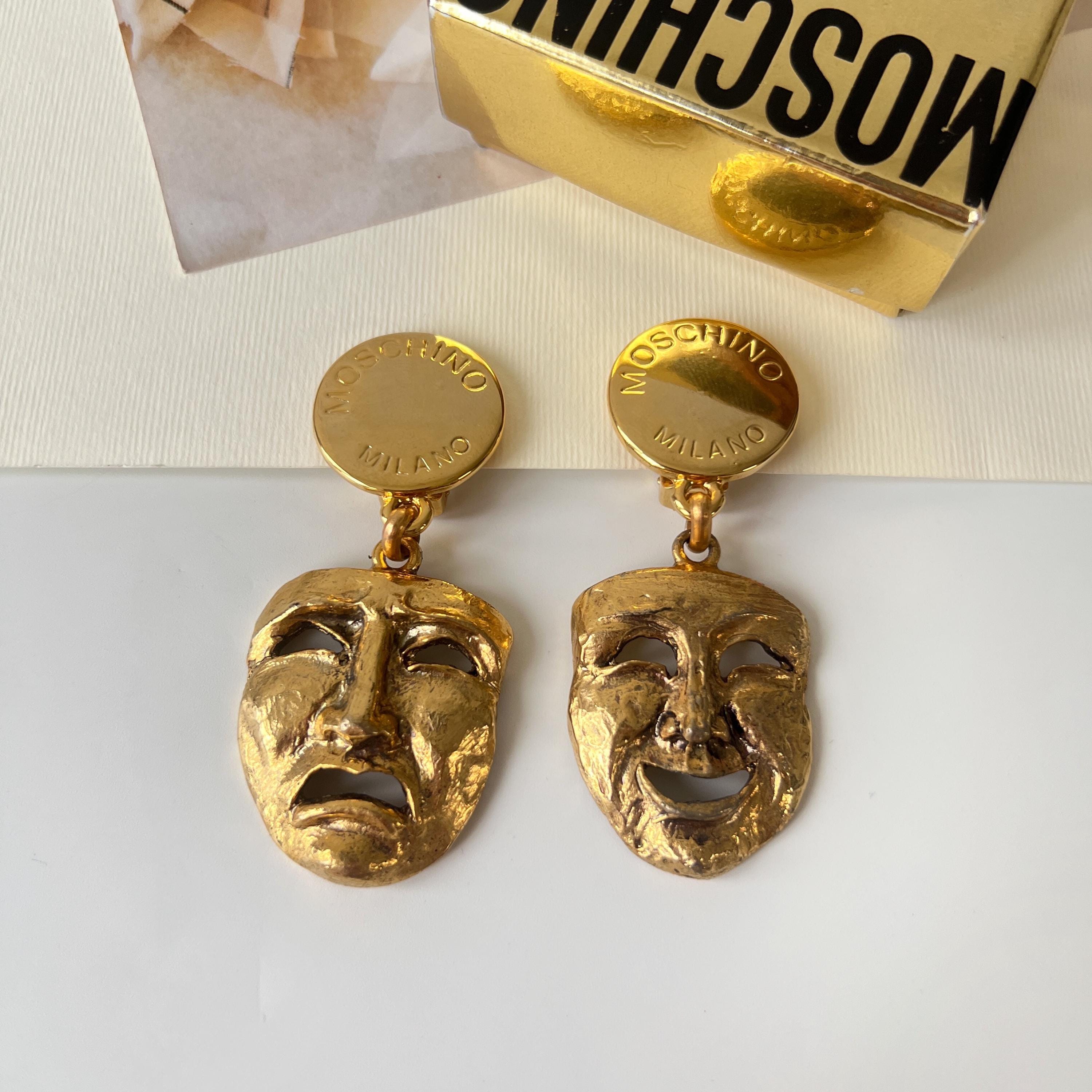 MOSCHINO Vintage Theater Maskclip on Earrings - Etsy