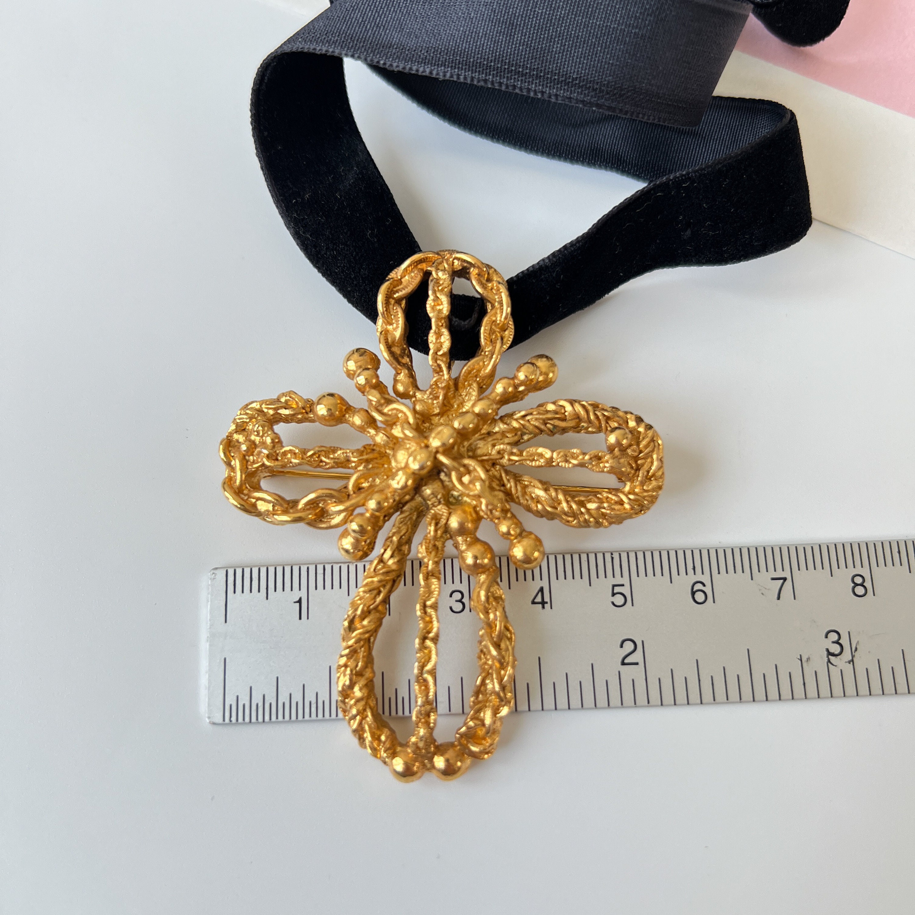 Christian Lacroix Vintage Cross Gold Plated Brooch and Choker