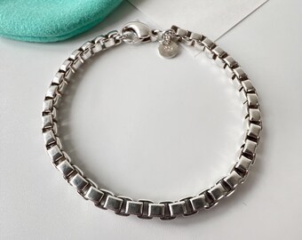 Tiffany & Co. Box Chain Bracelet in 925 Sterling Silver - Etsy