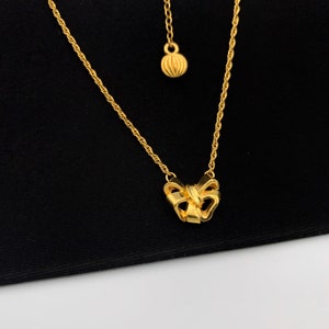 LANVIN Vintage Gold Plated Bow Necklace