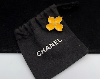 CHANEL Vintage Yellow Enamel Flower Pin
