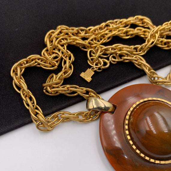 LANVIN Vintage Large Resin  Medallion Pendant Lon… - image 4