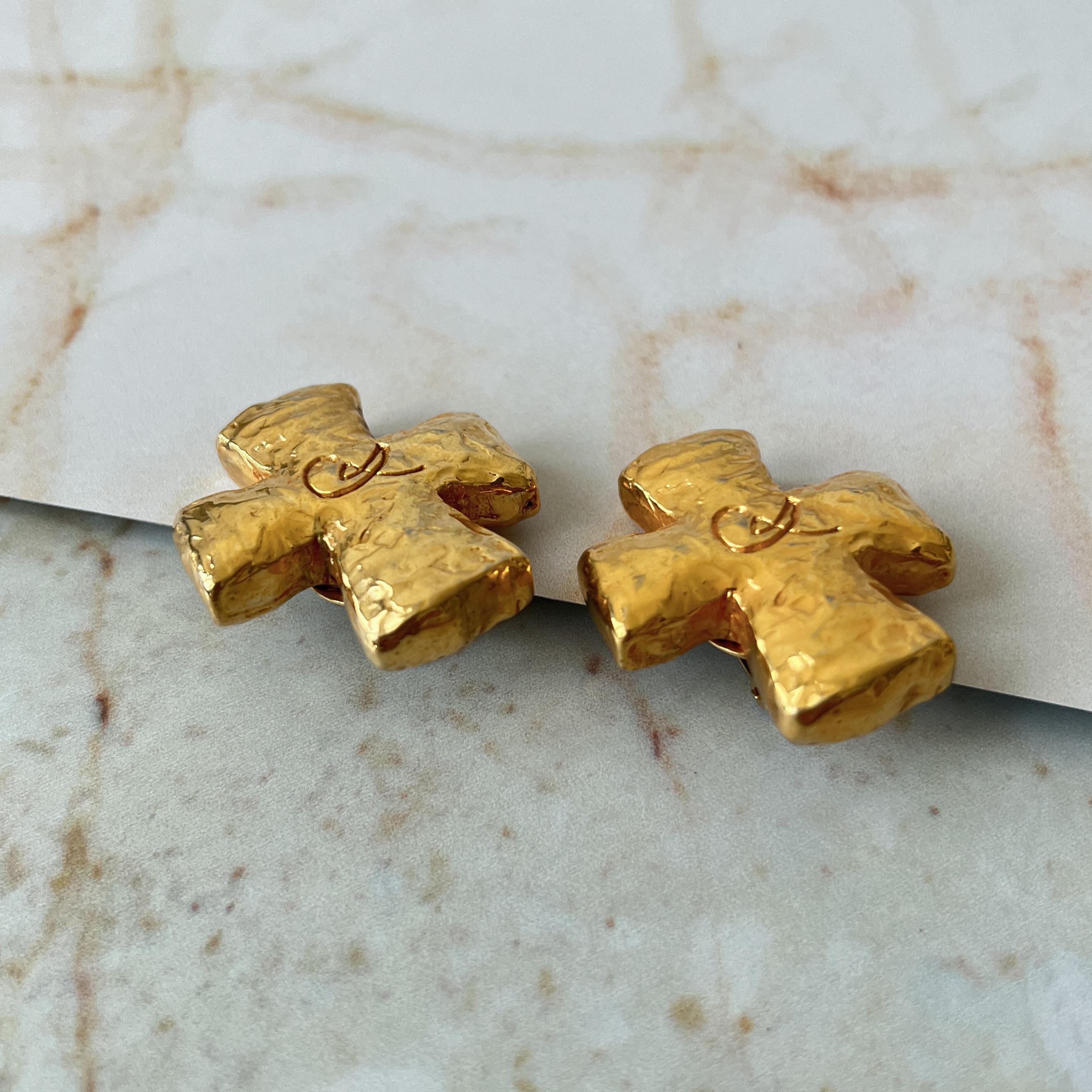 Christian Lacroix Vintage Cross Logo Clip-on Earrings - Etsy